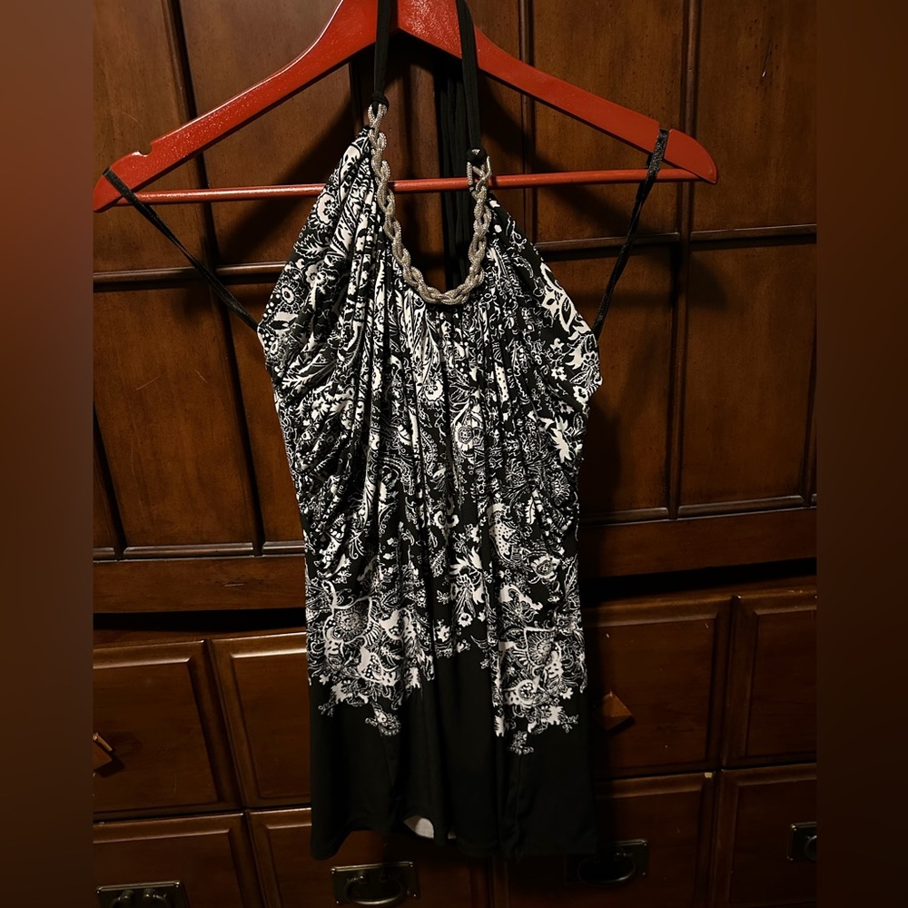 Black and white halter top